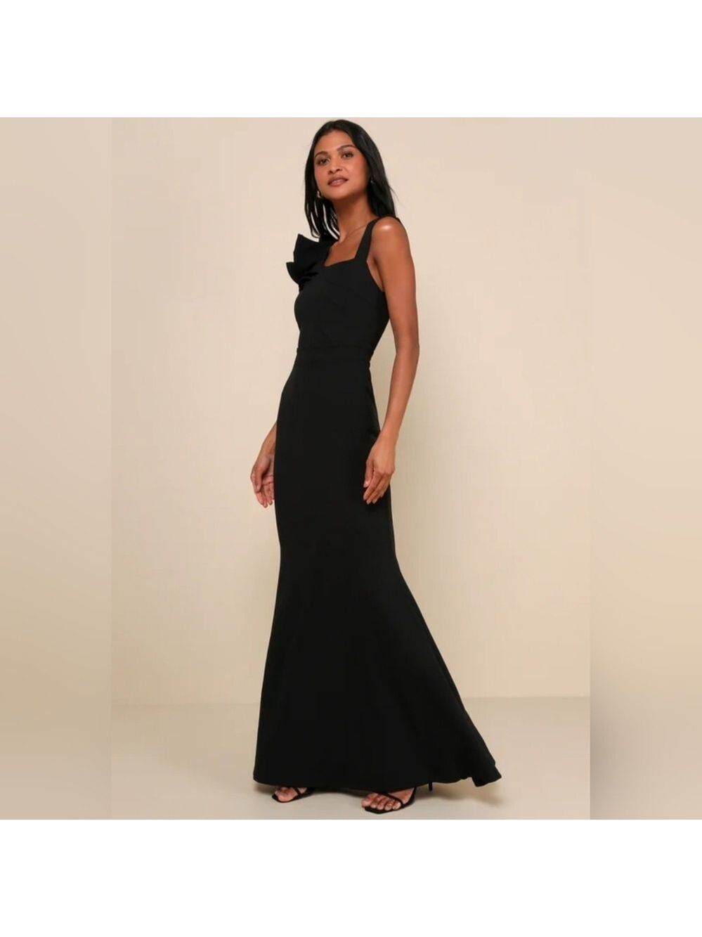 Lulus - Lucette Black Sleeveless Ruffled Mermaid Maxi Dress - Picture 3 of 6